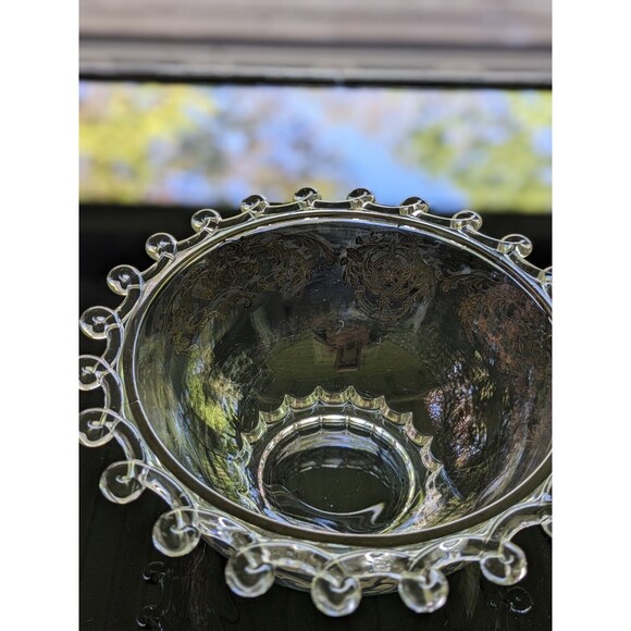 Heisey Lariat SilverOverlay “The Classic Butterfly” Vtg Glass Mayonnaise 7" Bowl - Picture 8 of 15